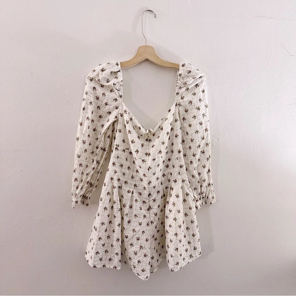 Majorelle Floral Printed Long Sleeve Romper Mini Metallic Lurex Thread - Picture 5 of 8